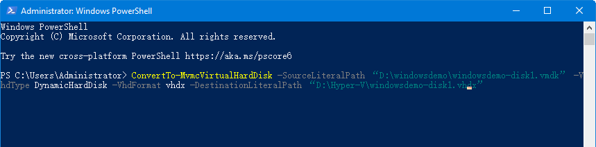 PowerShell將導(dǎo)出的VMDK文件轉(zhuǎn)換為VHDX文件