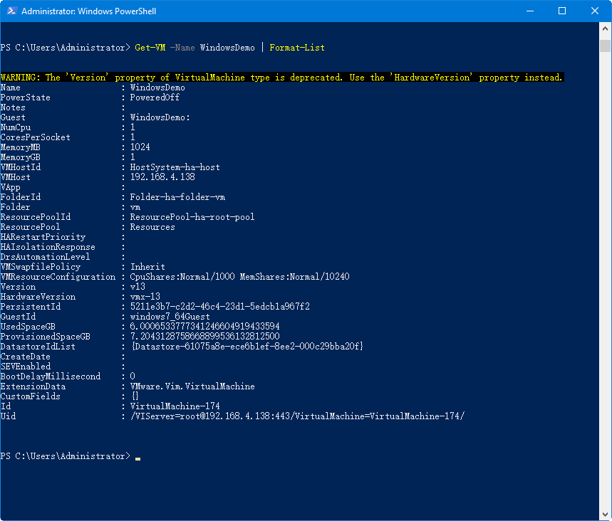 查看vCenter上特定VM的詳細(xì)信息