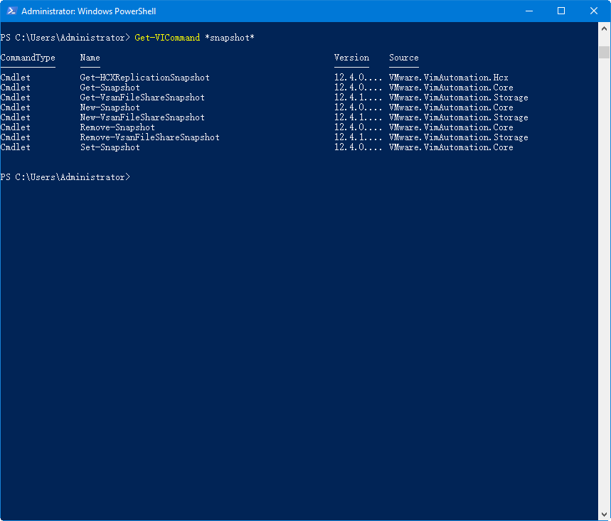檢索指定快照的所有相關(guān)命令
