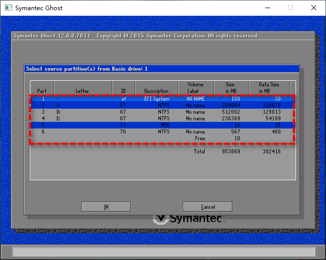 選擇需要備份的分區(qū)