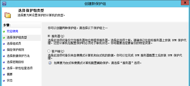 選擇保護組類型